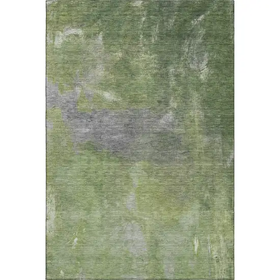 8' Green And Gray Abstract Washable Area Rug With UV Protection Photo 1