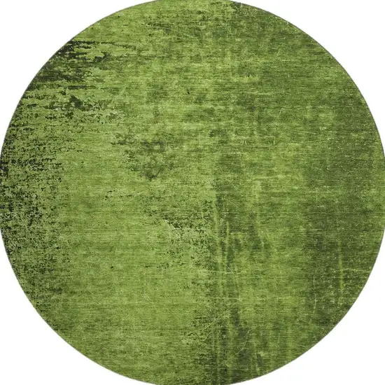8' Green And Gray Abstract Washable Round Rug With UV Protection Photo 4