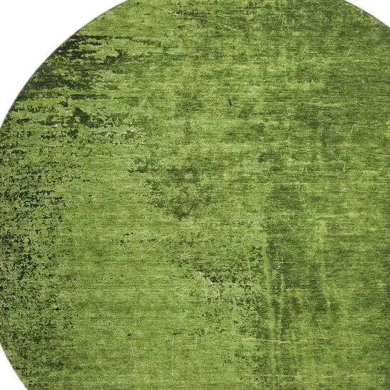 8' Green And Gray Abstract Washable Round Rug With UV Protection Photo 3
