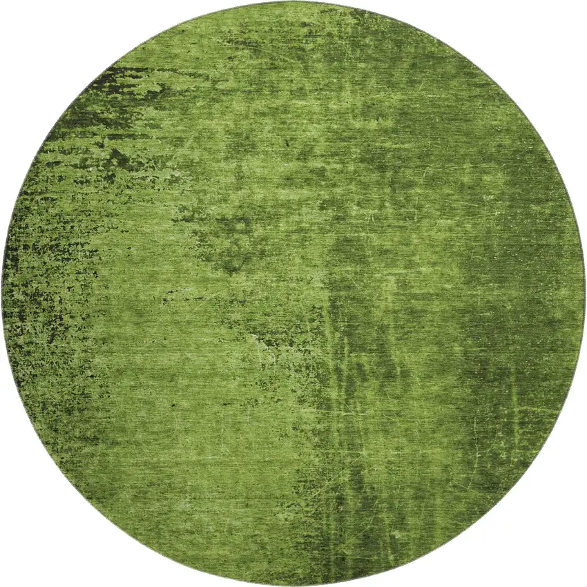 8' Green And Gray Abstract Washable Round Rug With UV Protection Photo 1