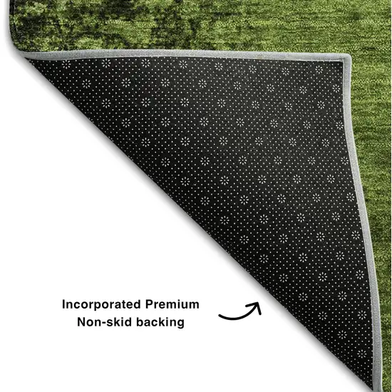 8' Green And Gray Abstract Washable Round Rug With UV Protection Photo 6