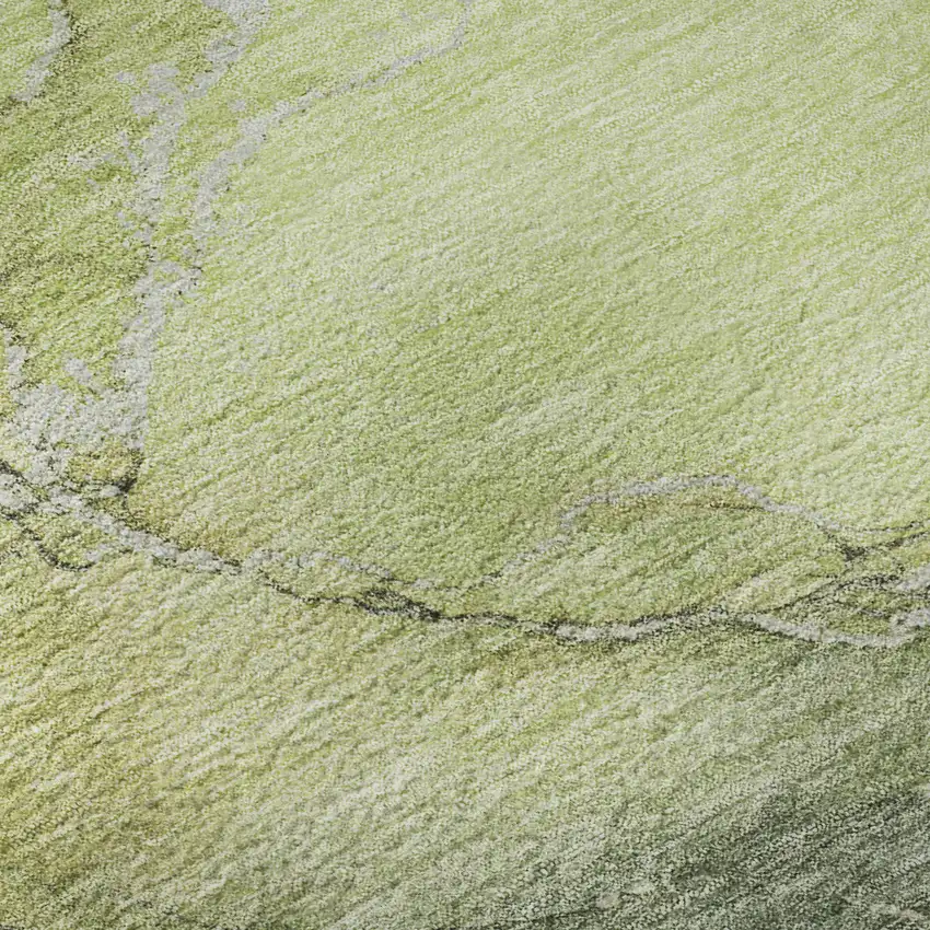 8' Green And Gray Abstract Washable Round Rug With UV Protection Photo 8