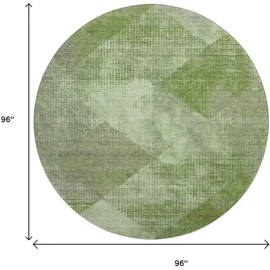 8' Green And Gray Diamond Washable Round Rug With UV Protection Photo 9