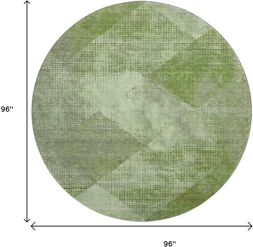 8' Green And Gray Diamond Washable Round Rug With UV Protection Photo 9