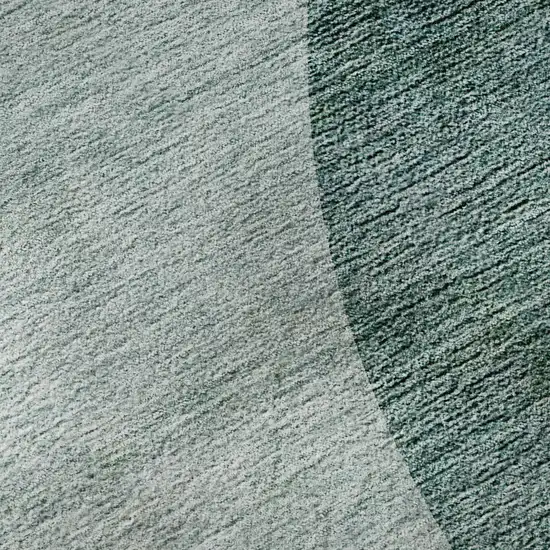 8' Green And Gray Geometric Washable Round Rug With UV Protection Photo 9