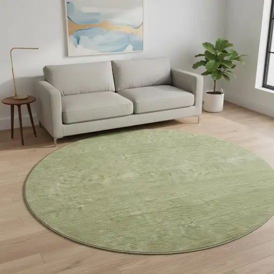 8' Green And Gray Ombre Washable Round Rug With UV Protection Photo 2
