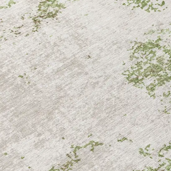 8' Green And Gray Round Abstract Washable Indoor Outdoor Area Rug Photo 8