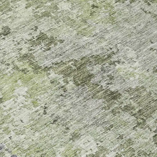 8' Green And Gray Round Abstract Washable Indoor Outdoor Area Rug Photo 8