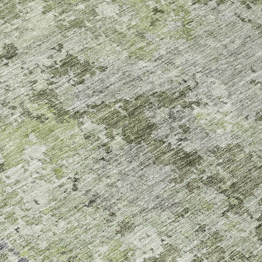 8' Green And Gray Round Abstract Washable Indoor Outdoor Area Rug Photo 8