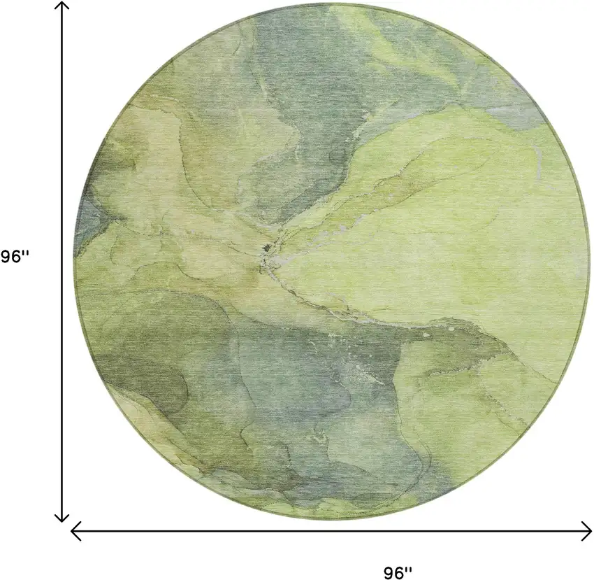 8' Green And Gray Round Abstract Washable Indoor Outdoor Area Rug Photo 9