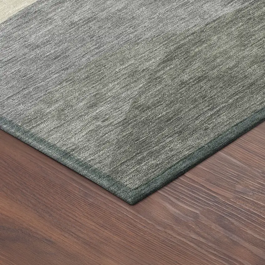 8' Green And Gray Round Abstract Washable Indoor Outdoor Area Rug Photo 8