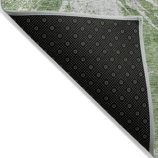 8' Green And Gray Round Abstract Washable Indoor Outdoor Area Rug Photo 2