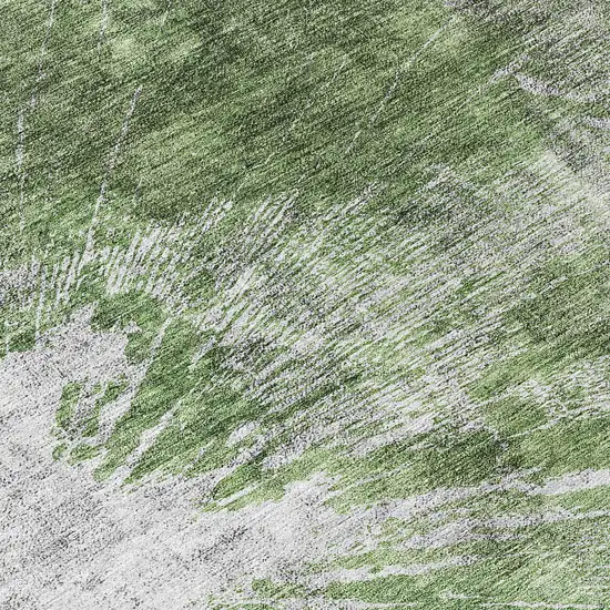 8' Green And Gray Round Abstract Washable Indoor Outdoor Area Rug Photo 9