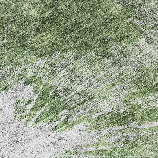 8' Green And Gray Round Abstract Washable Indoor Outdoor Area Rug Photo 9