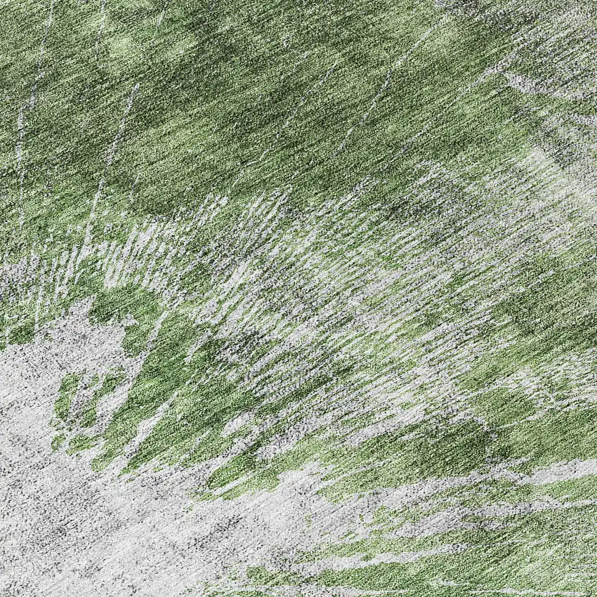 8' Green And Gray Round Abstract Washable Indoor Outdoor Area Rug Photo 9
