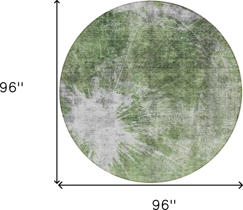 8' Green And Gray Round Abstract Washable Indoor Outdoor Area Rug Photo 8