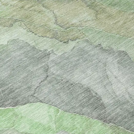 8' Green And Gray Round Floral Washable Indoor Outdoor Area Rug Photo 9