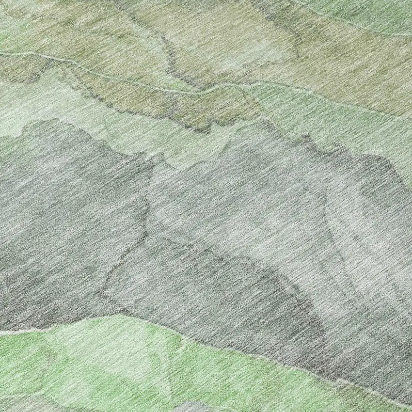 8' Green And Gray Round Floral Washable Indoor Outdoor Area Rug Photo 9