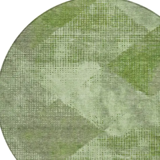 8' Green And Gray Round Geometric Washable Indoor Outdoor Area Rug Photo 5