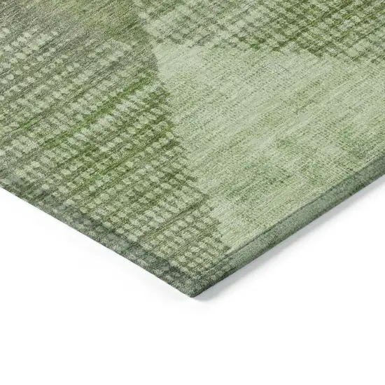 8' Green And Gray Round Geometric Washable Indoor Outdoor Area Rug Photo 4