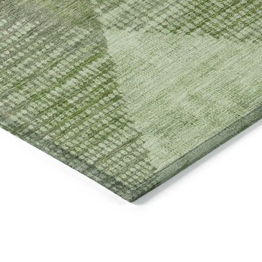 8' Green And Gray Round Geometric Washable Indoor Outdoor Area Rug Photo 4