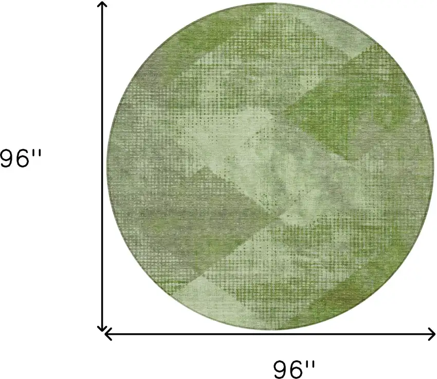 8' Green And Gray Round Geometric Washable Indoor Outdoor Area Rug Photo 9