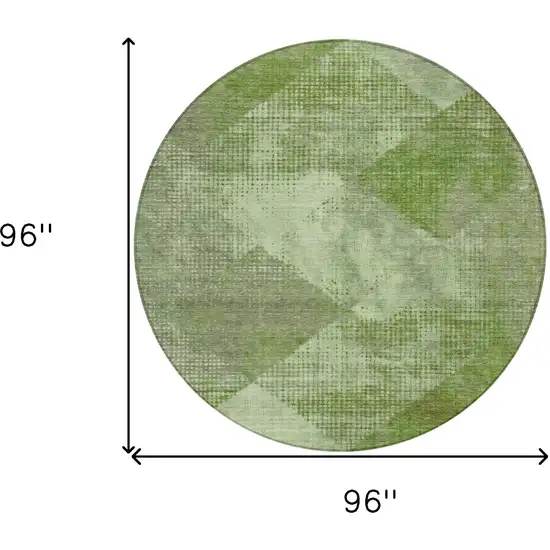 8' Green And Gray Round Geometric Washable Indoor Outdoor Area Rug Photo 9