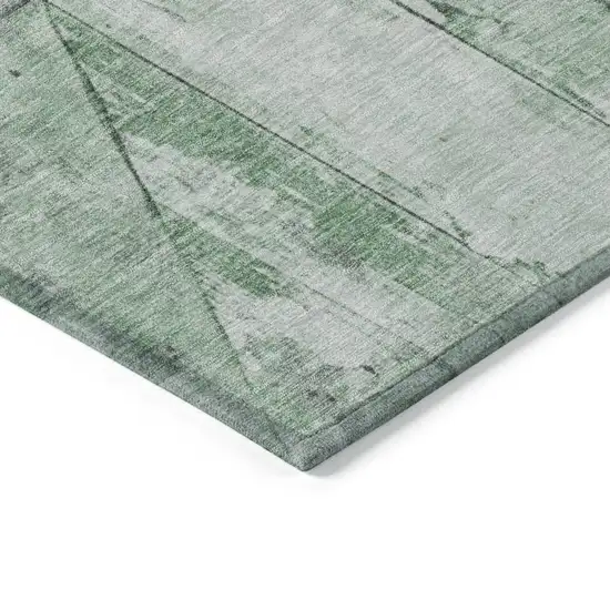 8' Green And Gray Round Geometric Washable Indoor Outdoor Area Rug Photo 7