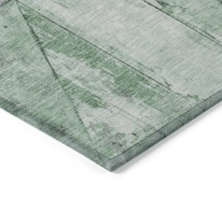 8' Green And Gray Round Geometric Washable Indoor Outdoor Area Rug Photo 7