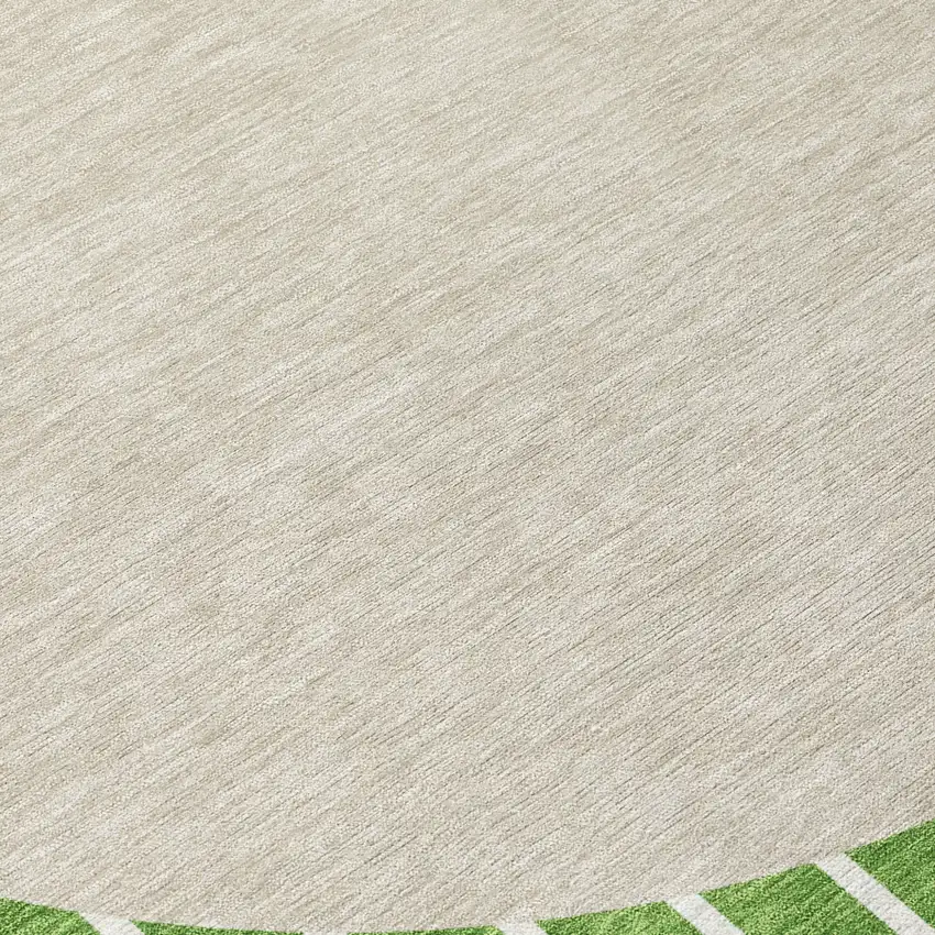 8' Green And Gray Round Striped Washable Indoor Outdoor Area Rug Photo 8