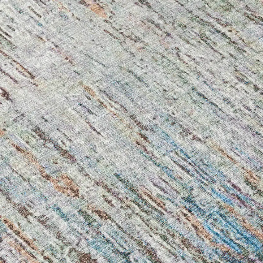 8' Green And Gray Round Striped Washable Indoor Outdoor Area Rug Photo 7