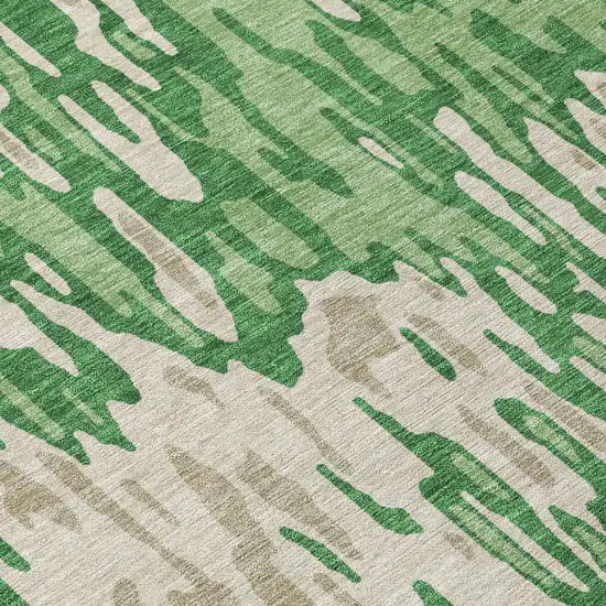 8' Green And Gray Round Striped Washable Indoor Outdoor Area Rug Photo 8