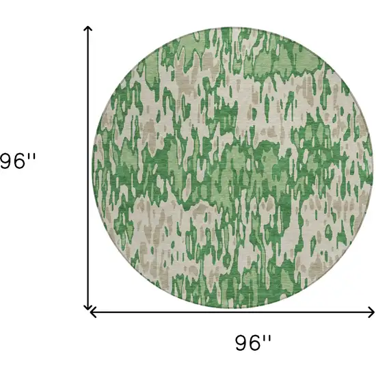 8' Green And Gray Round Striped Washable Indoor Outdoor Area Rug Photo 3