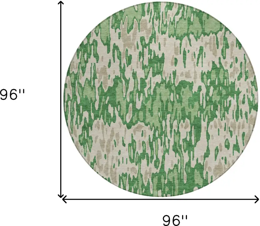 8' Green And Gray Round Striped Washable Indoor Outdoor Area Rug Photo 3