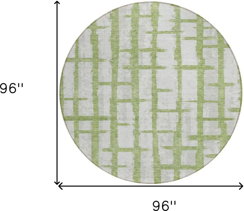 8' Green And Gray Round Striped Washable Indoor Outdoor Area Rug Photo 3