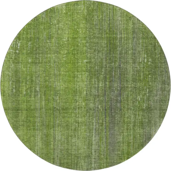 8' Green And Gray Striped Washable Round Rug With UV Protection Photo 4