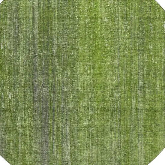 8' Green And Gray Striped Washable Round Rug With UV Protection Photo 3
