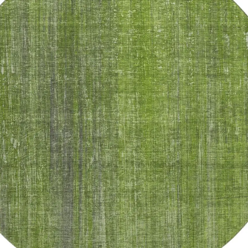 8' Green And Gray Striped Washable Round Rug With UV Protection Photo 3