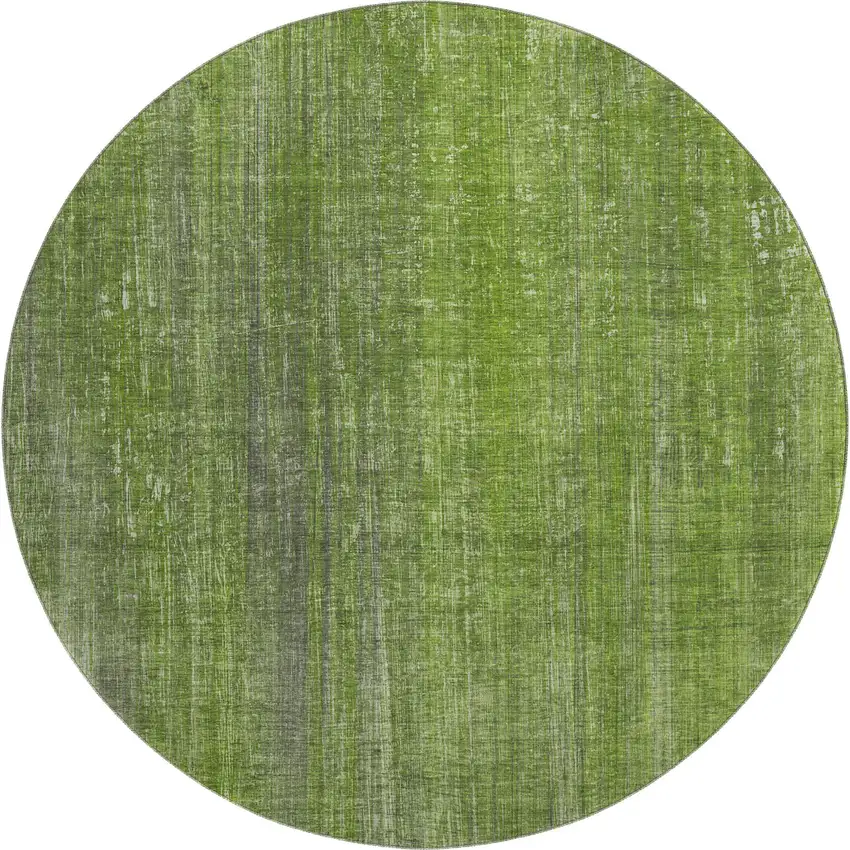 8' Green And Gray Striped Washable Round Rug With UV Protection Photo 1