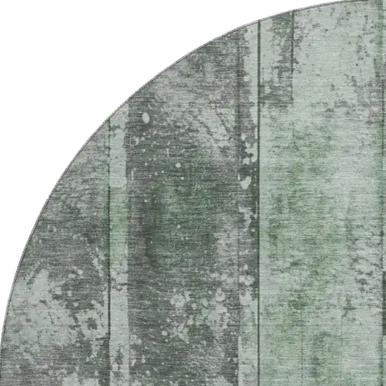 8' Green And Gray Striped Washable Round Rug With UV Protection Photo 3