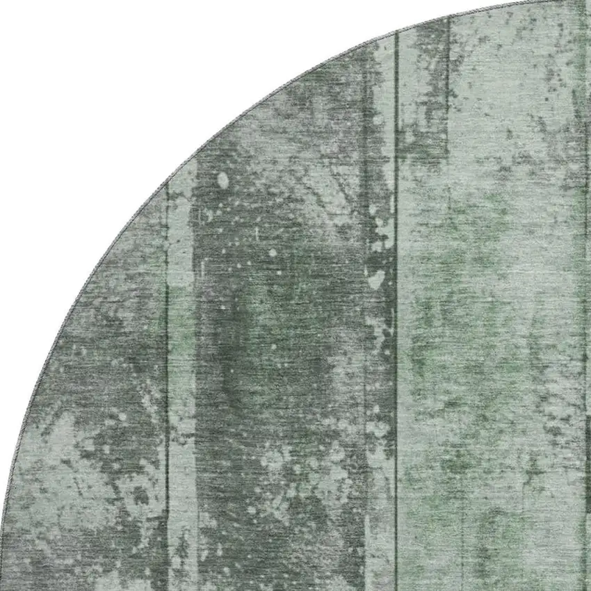 8' Green And Gray Striped Washable Round Rug With UV Protection Photo 3
