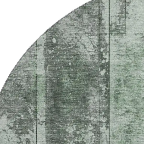8' Green And Gray Striped Washable Round Rug With UV Protection Photo 2