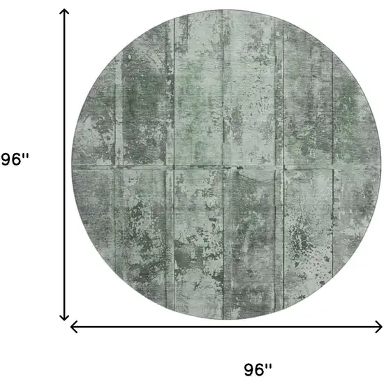 8' Green And Gray Striped Washable Round Rug With UV Protection Photo 9