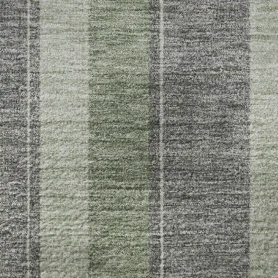 8' Green And Gray Striped Washable Round Rug With UV Protection Photo 9