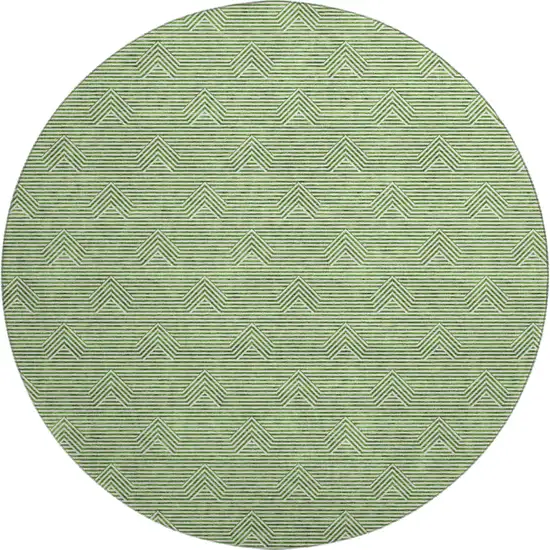 8' Green And Ivory Abstract Geometric Washable Round Rug With UV Protection Photo 1