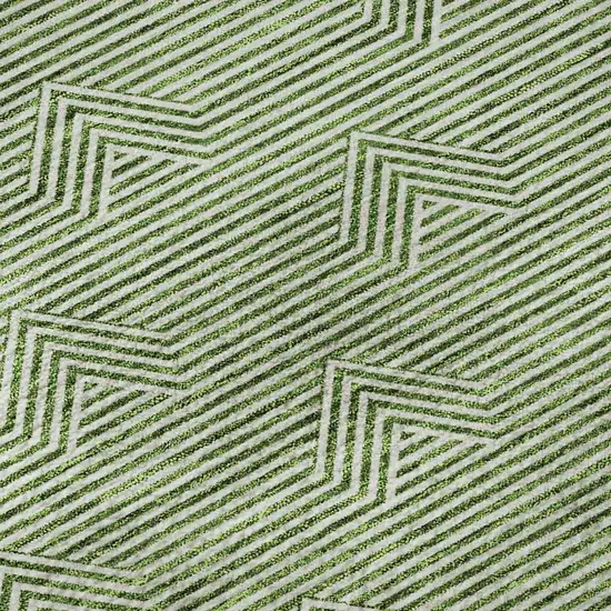 8' Green And Ivory Abstract Geometric Washable Round Rug With UV Protection Photo 9