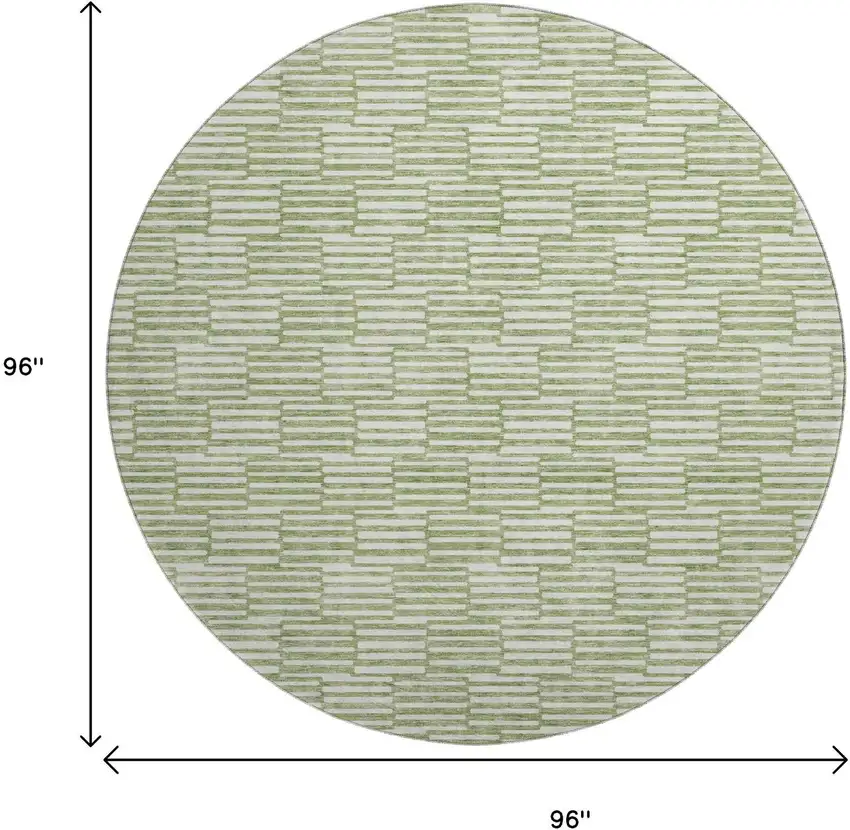 8' Green And Ivory Abstract Geometric Washable Round Rug With UV Protection Photo 3