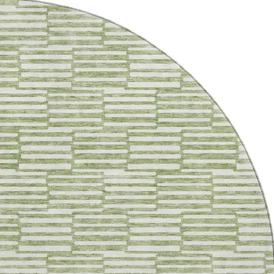 8' Green And Ivory Abstract Geometric Washable Round Rug With UV Protection Photo 4