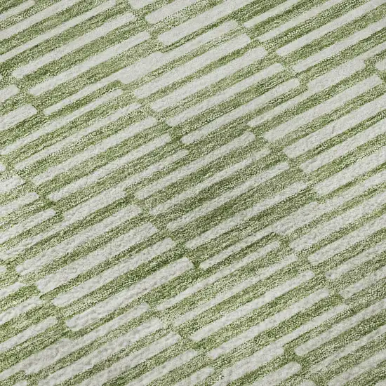 8' Green And Ivory Abstract Geometric Washable Round Rug With UV Protection Photo 9