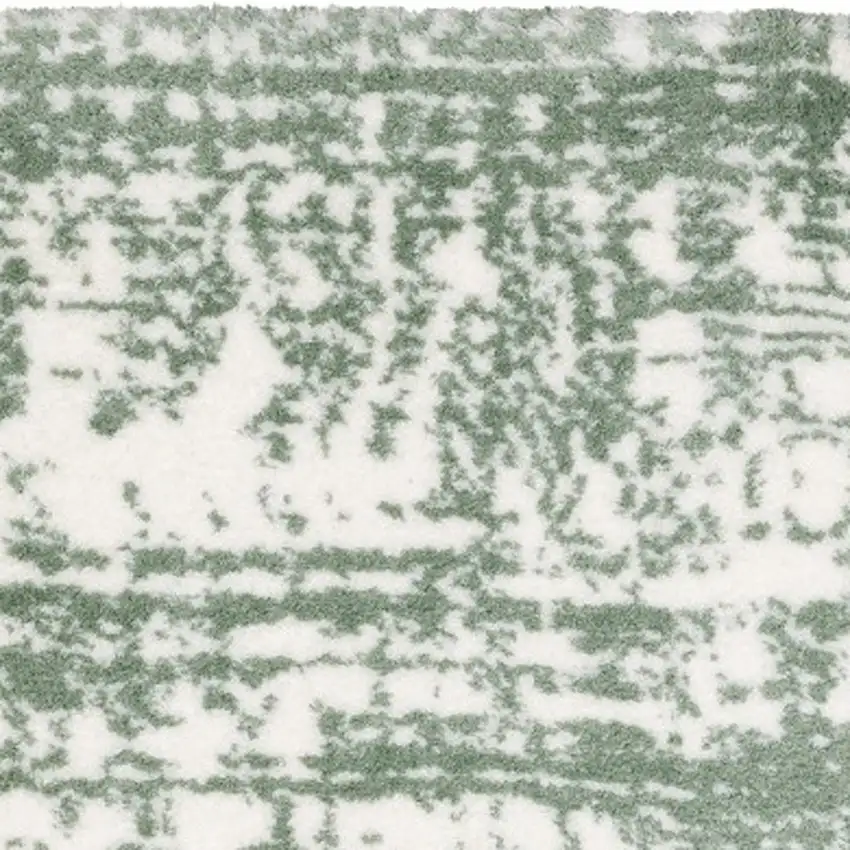 8' Green And Ivory Abstract Runner Rug Photo 7